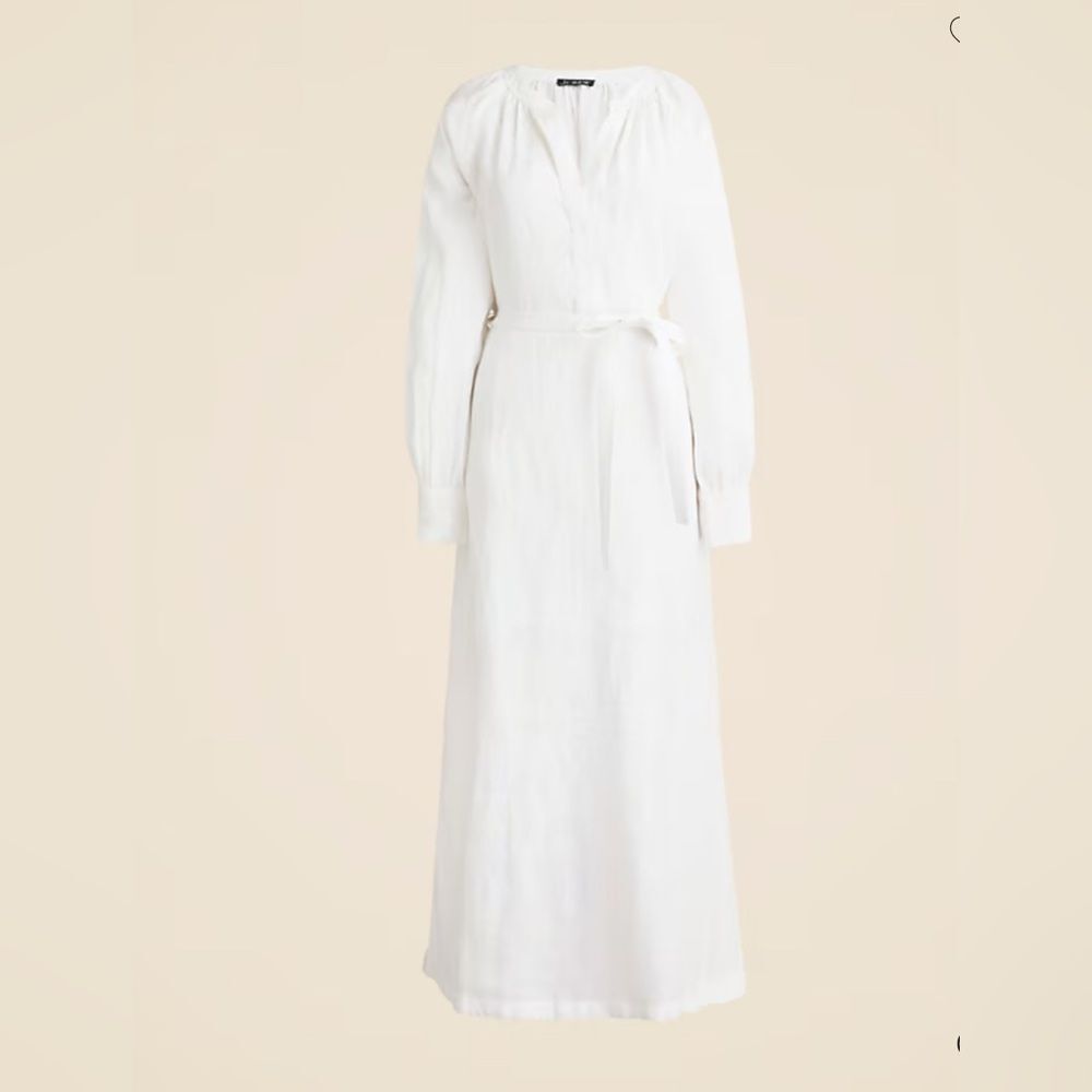 NWT J CREW PETITE Cabana dress in linen in white - Picture 7 of 9